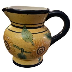 Tuscan Sun Pottery Sunflower Pitcher Hand-painted / Yellow